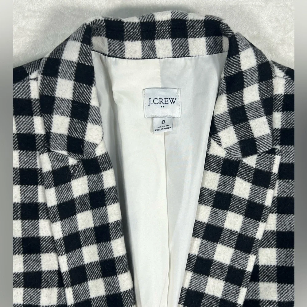J Crew Size 8 Wool Blackwatch Tartan Gingham Brass Button Large Check Blazer EUc